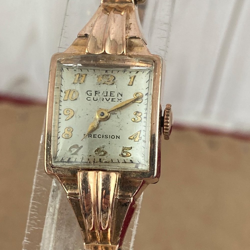 Vintage Gruen Curvex 17 Jewel 1940's Art Deco Ladies Watch 10K Rose Gold Filled